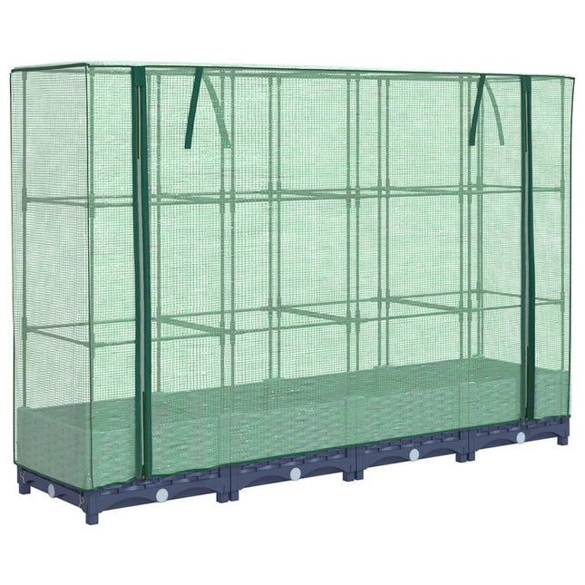 højbed med drivhusovertræk rattan-look 160x40x123 cm