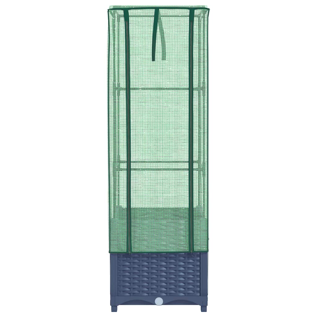 højbed med drivhusovertræk 40x40x139 cm rattan-look