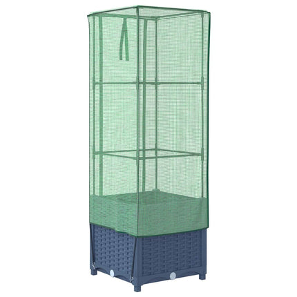 højbed med drivhusovertræk 40x40x139 cm rattan-look