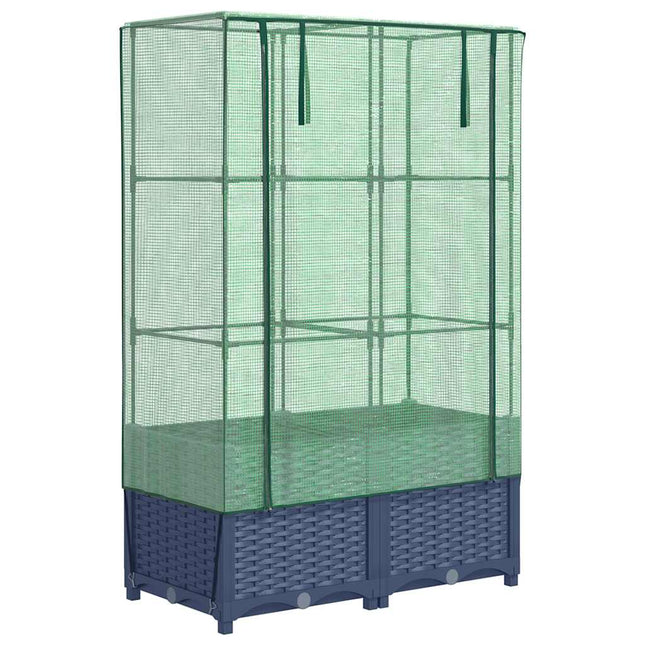 højbed med drivhusovertræk 80x40x138 cm rattan-look