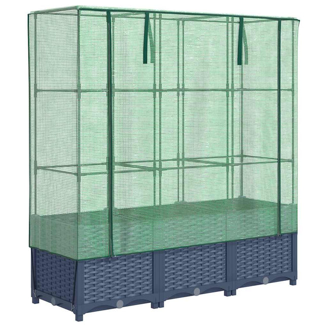 højbed med drivhusovertræk 120x40x138 cm rattan-look