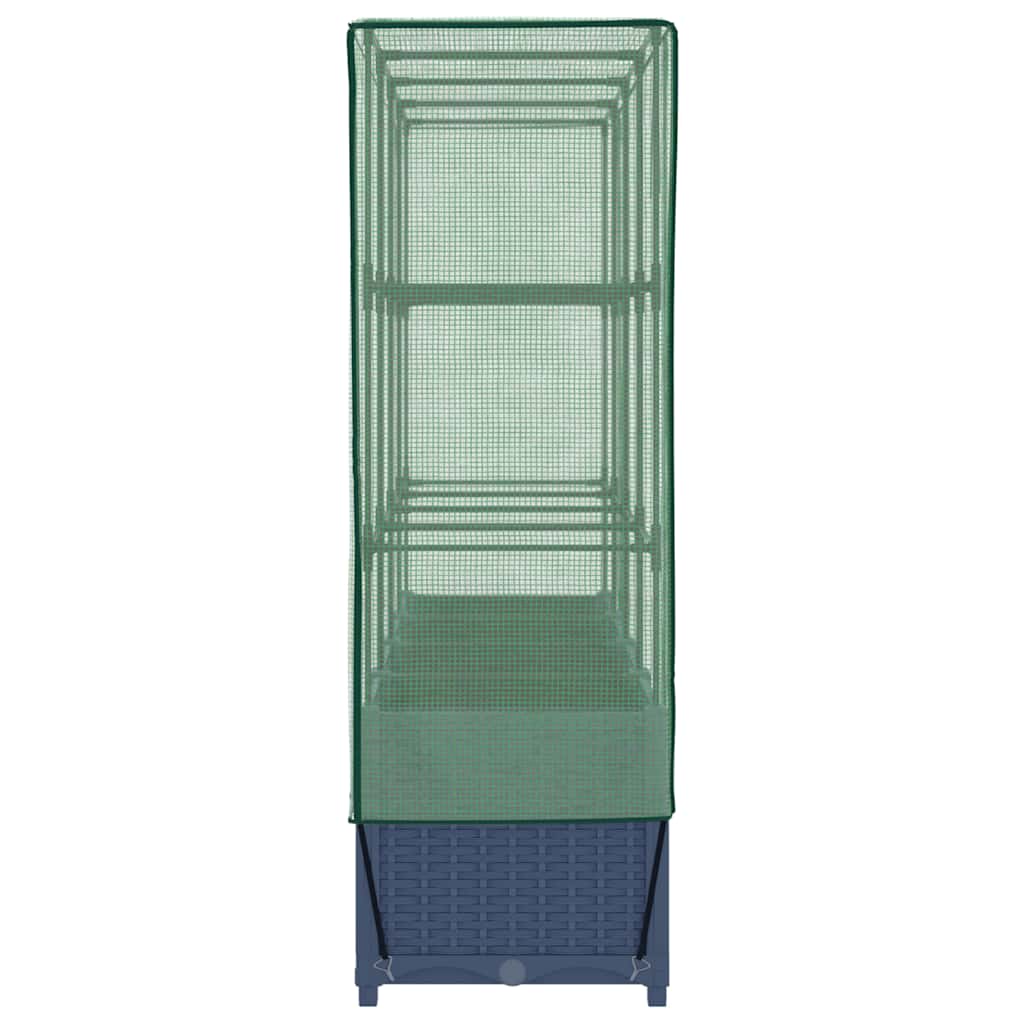 højbed med drivhusovertræk rattan-look 160x40x138 cm