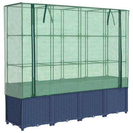 højbed med drivhusovertræk rattan-look 160x40x153 cm