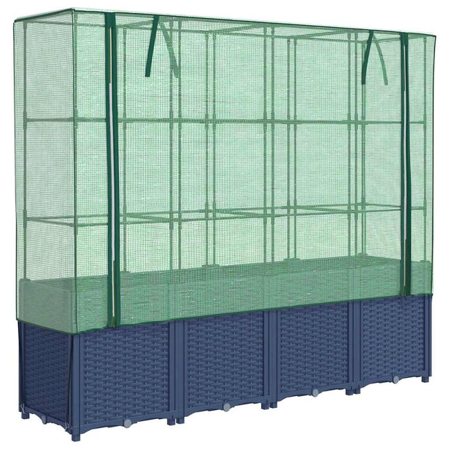 højbed med drivhusovertræk rattan-look 160x40x153 cm