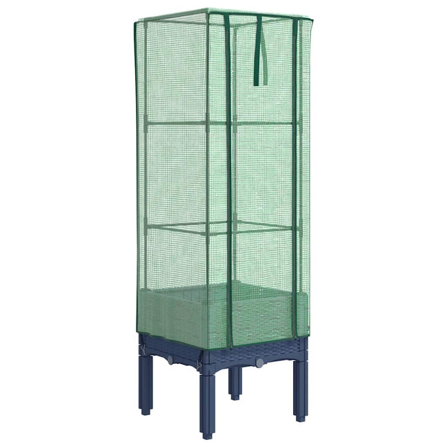 højbed med drivhusovertræk 40x40x140 cm rattan-look