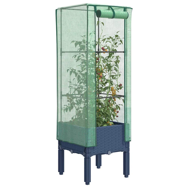 højbed med drivhusovertræk 40x40x140 cm rattan-look