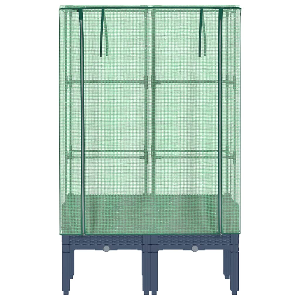 højbed med drivhusovertræk 80x40x140 cm rattan-look