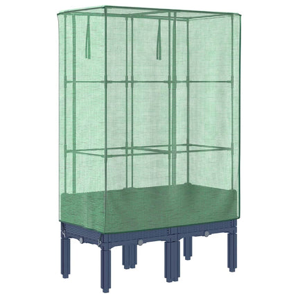 højbed med drivhusovertræk 80x40x140 cm rattan-look