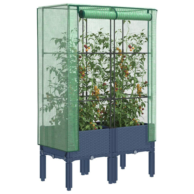 højbed med drivhusovertræk 80x40x140 cm rattan-look