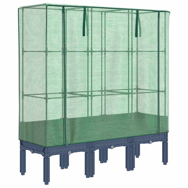 højbed med drivhusovertræk 120x40x140 cm rattan-look