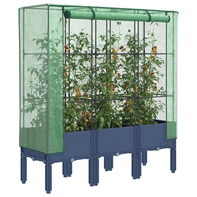 højbed med drivhusovertræk 120x40x140 cm rattan-look