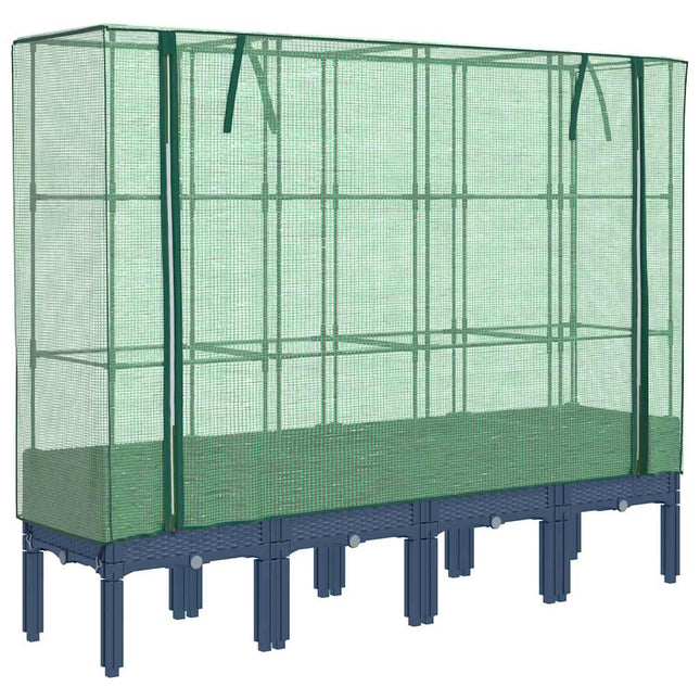 højbed med drivhusovertræk 160x40x140 cm rattan-look