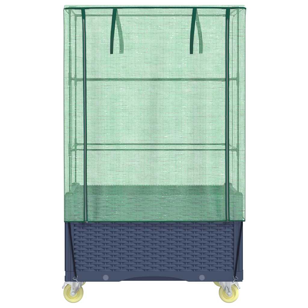 højbed med overtræk og hjul 80x50x182 cm rattan-look