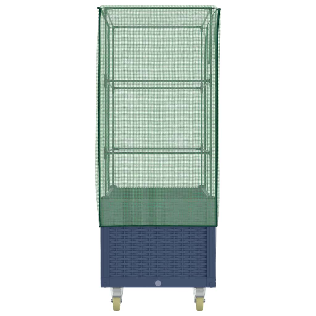 højbed med overtræk og hjul 80x50x182 cm rattan-look