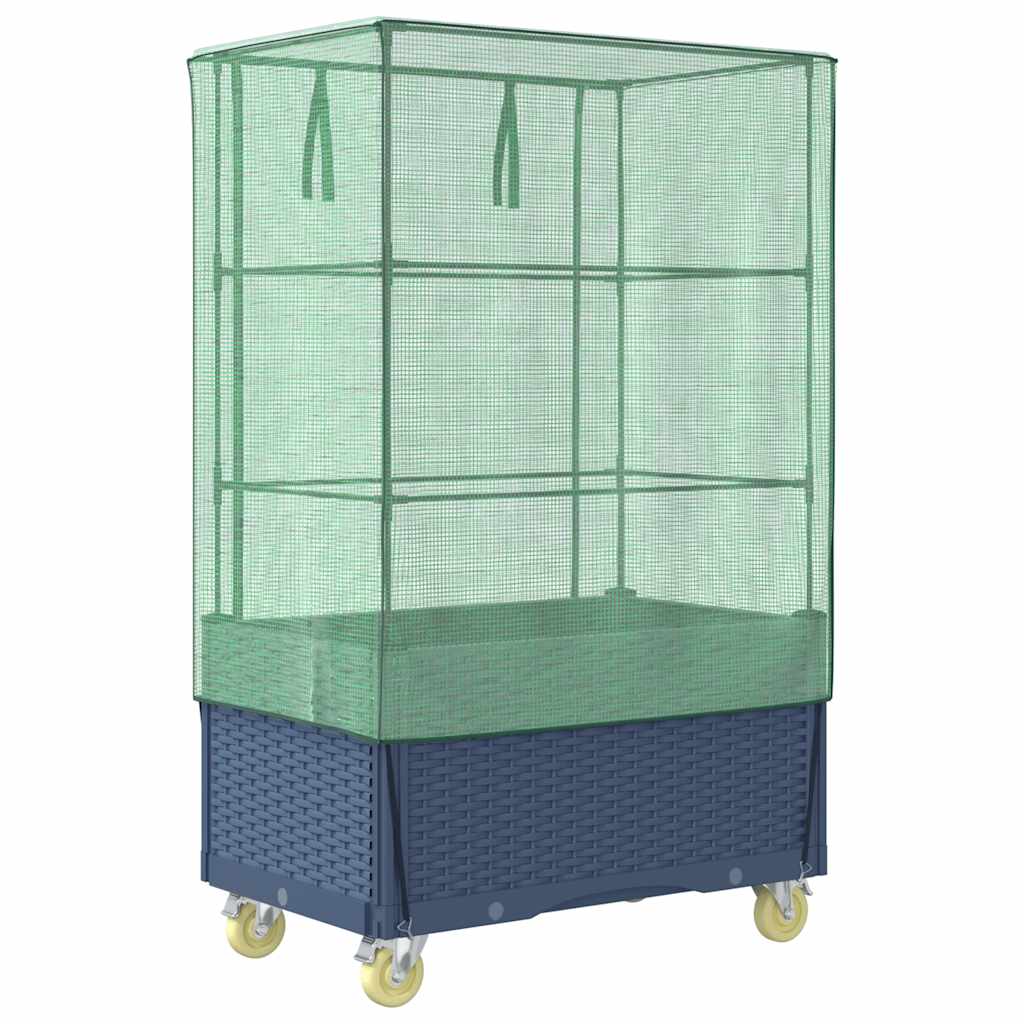 højbed med overtræk og hjul 80x50x182 cm rattan-look