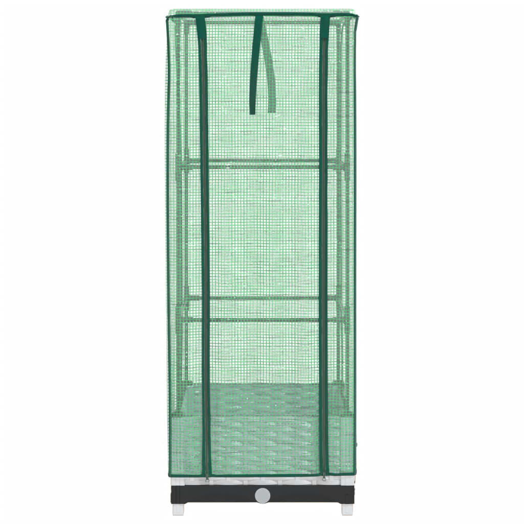 højbed med drivhusovertræk 40x40x123 cm rattan-look