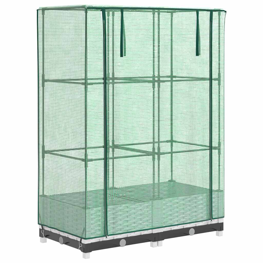 højbed med drivhusovertræk 80x40x123 cm rattan-look