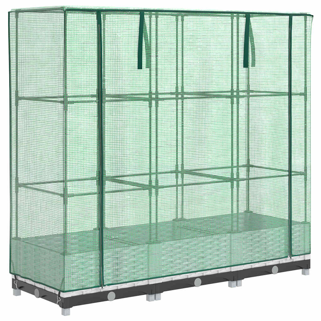 højbed med drivhusovertræk 120x40x123 cm rattan-look