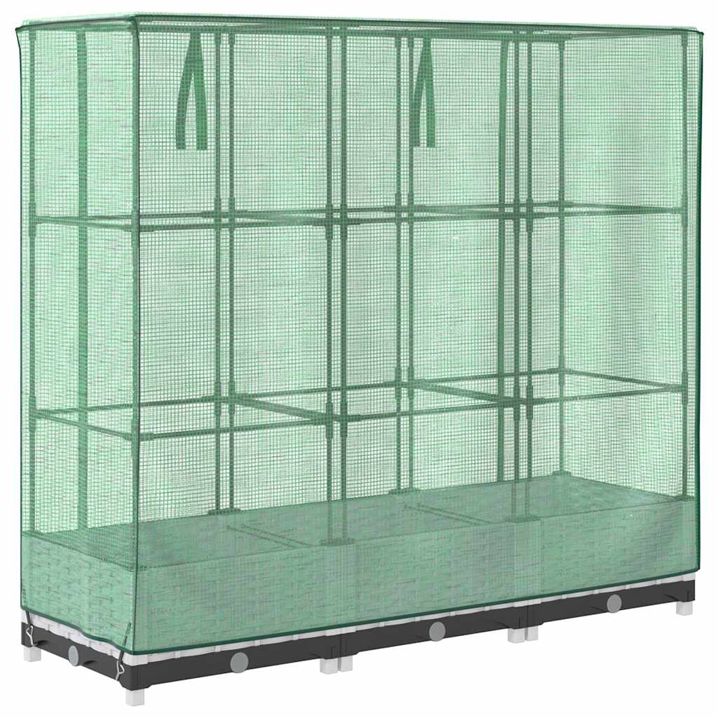 højbed med drivhusovertræk 120x40x123 cm rattan-look