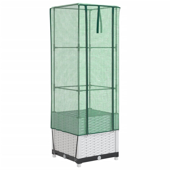 højbed med drivhusovertræk 40x40x139 cm rattan-look