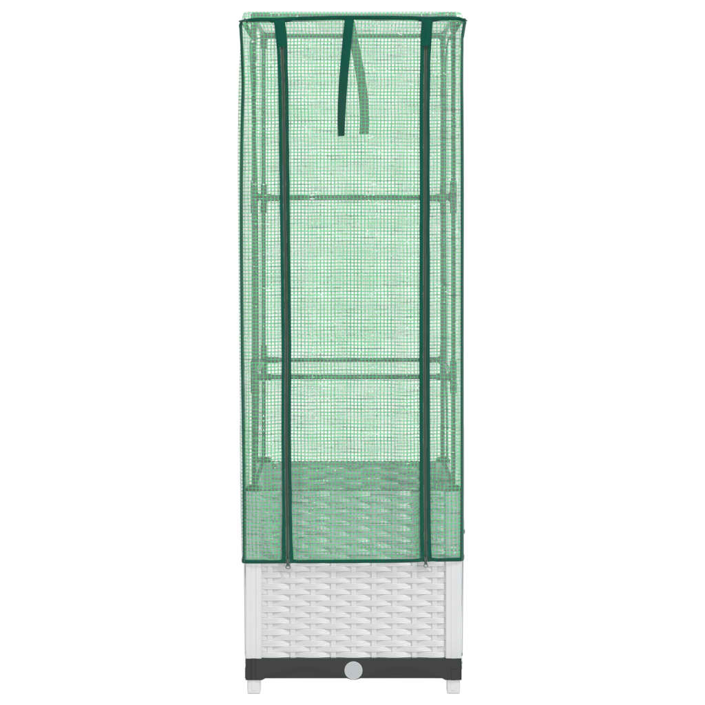 højbed med drivhusovertræk 40x40x139 cm rattan-look