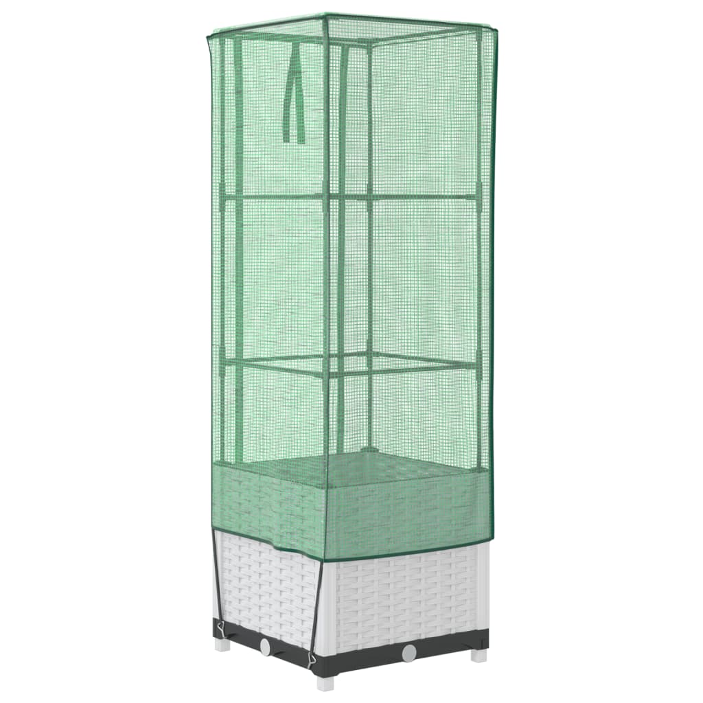 højbed med drivhusovertræk 40x40x139 cm rattan-look