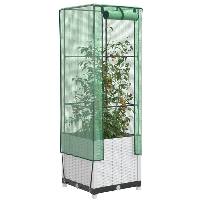 højbed med drivhusovertræk 40x40x139 cm rattan-look