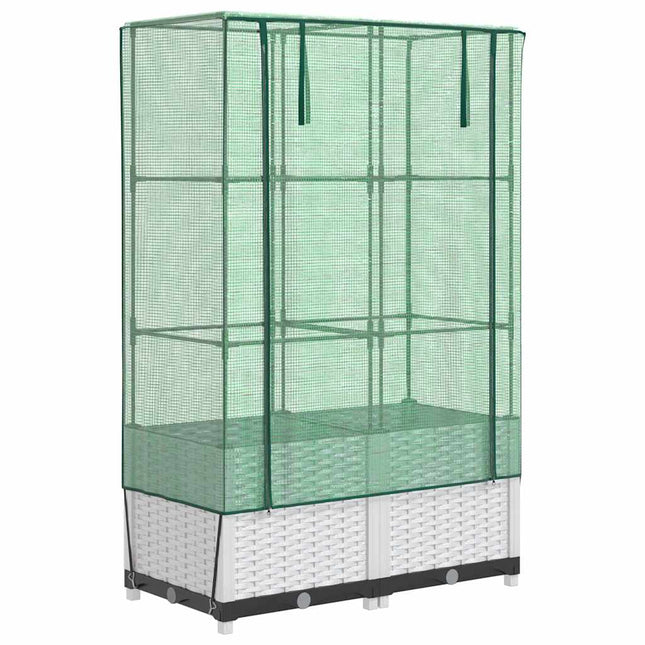 højbed med drivhusovertræk 80x40x138 cm rattan-look