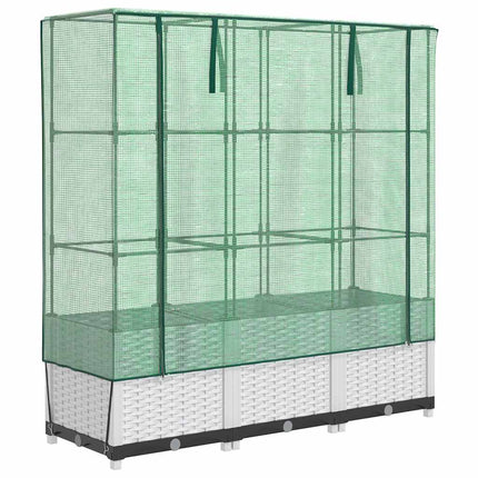 højbed med drivhusovertræk 120x40x138 cm rattan-look