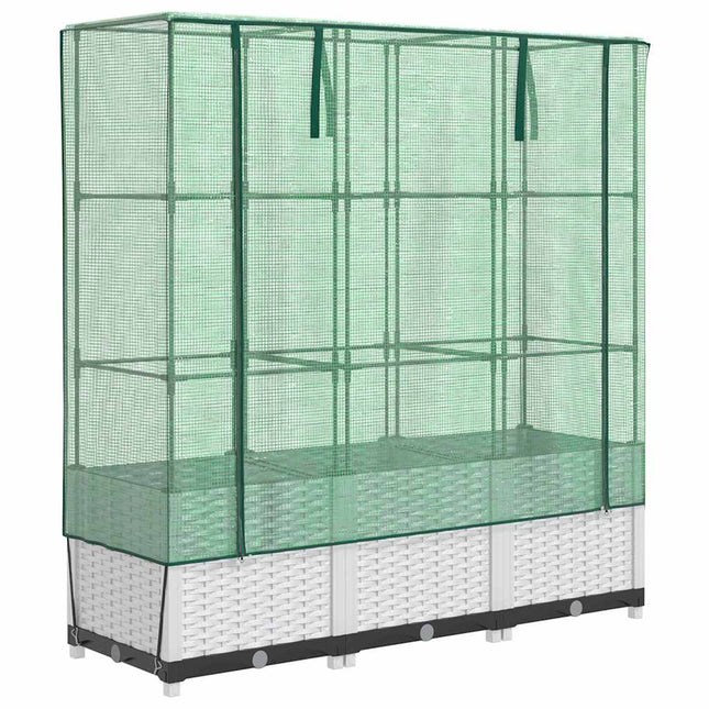 højbed med drivhusovertræk 120x40x138 cm rattan-look