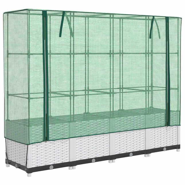højbed med drivhusovertræk 160x40x138 cm rattan-look