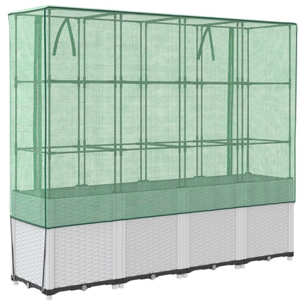 højbed med drivhusovertræk 160x40x153 cm rattan-look