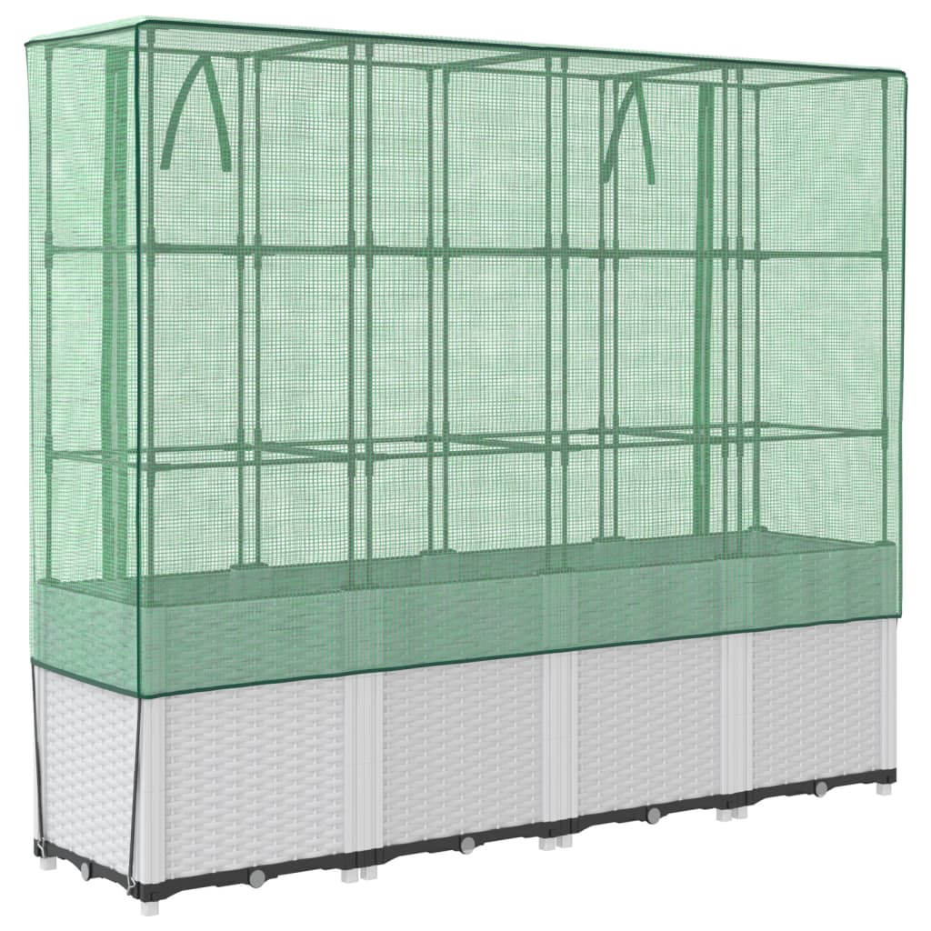 højbed med drivhusovertræk 160x40x153 cm rattan-look