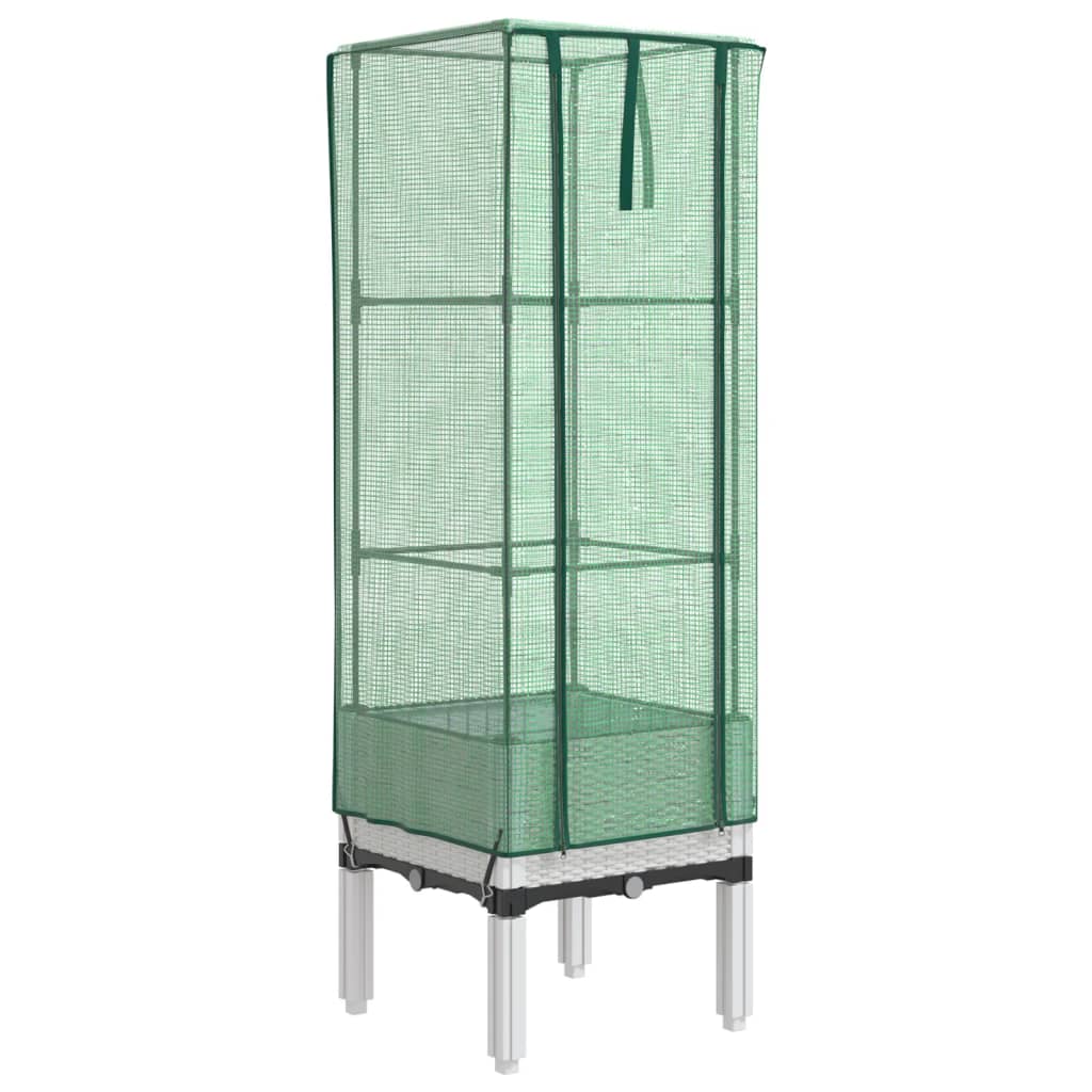 højbed med drivhusovertræk 40x40x140 cm rattan-look