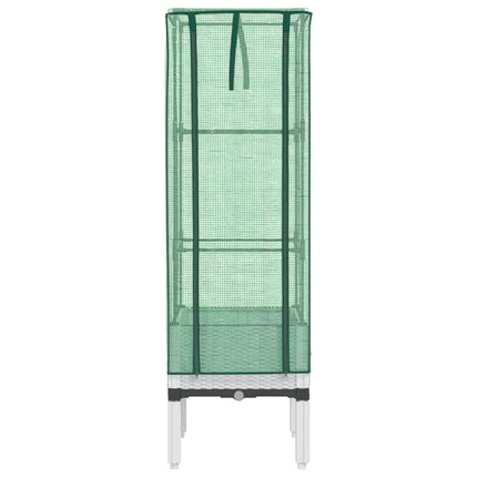 højbed med drivhusovertræk 40x40x140 cm rattan-look
