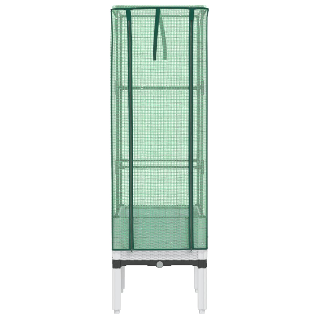 højbed med drivhusovertræk 40x40x140 cm rattan-look