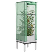 højbed med drivhusovertræk 40x40x140 cm rattan-look