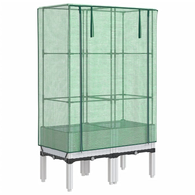 højbed med drivhusovertræk 80x40x140 cm rattan-look