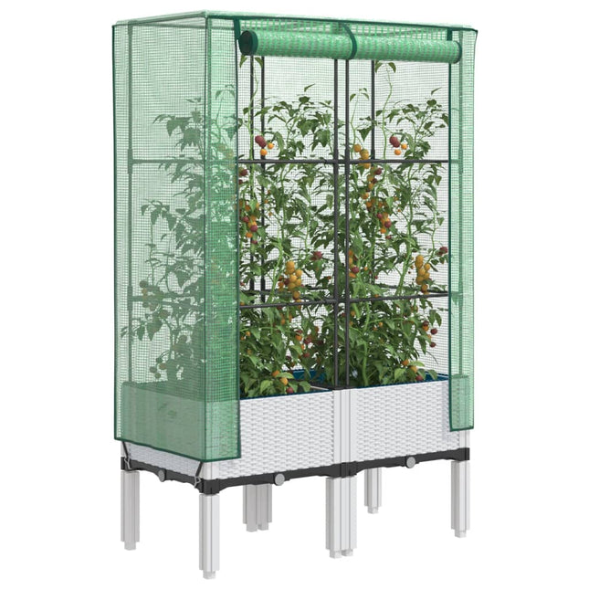 højbed med drivhusovertræk 80x40x140 cm rattan-look
