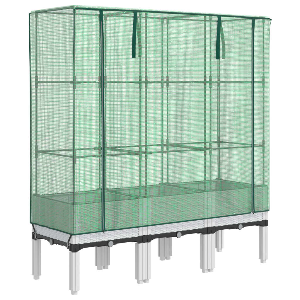 højbed med drivhusovertræk 120x40x140 cm rattan-look