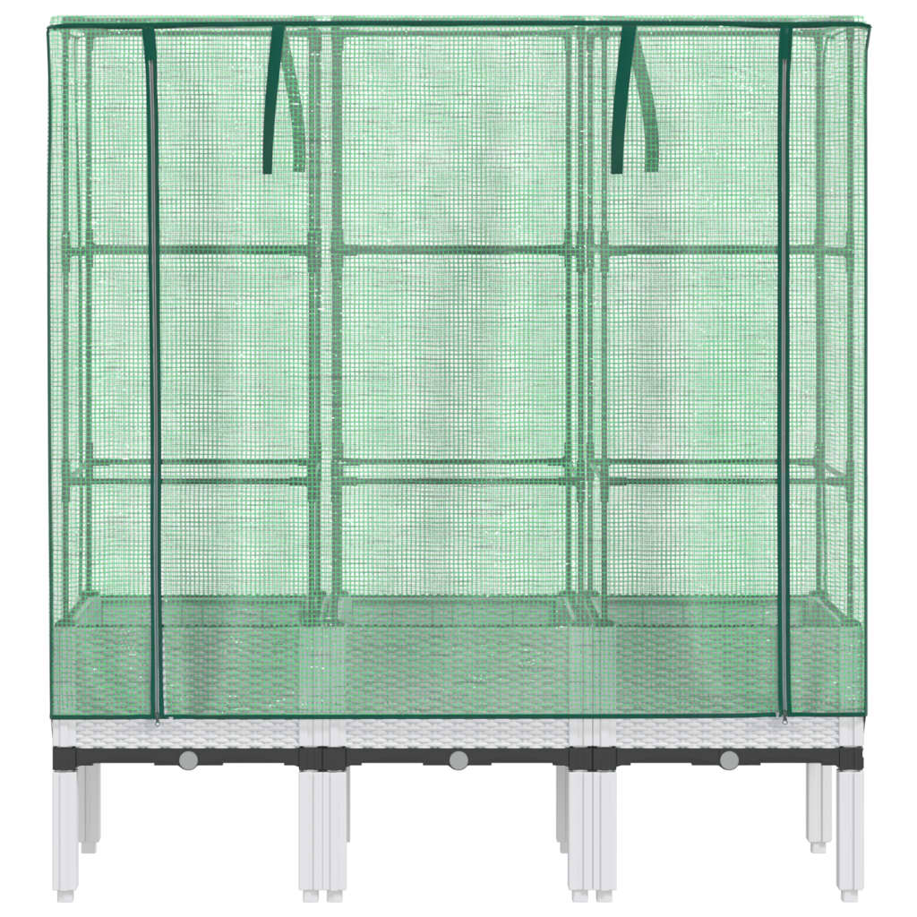 højbed med drivhusovertræk 120x40x140 cm rattan-look