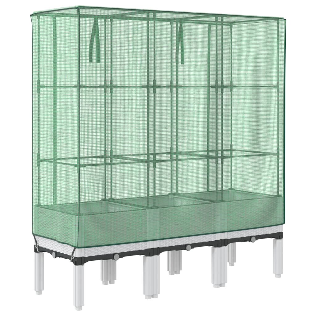 højbed med drivhusovertræk 120x40x140 cm rattan-look