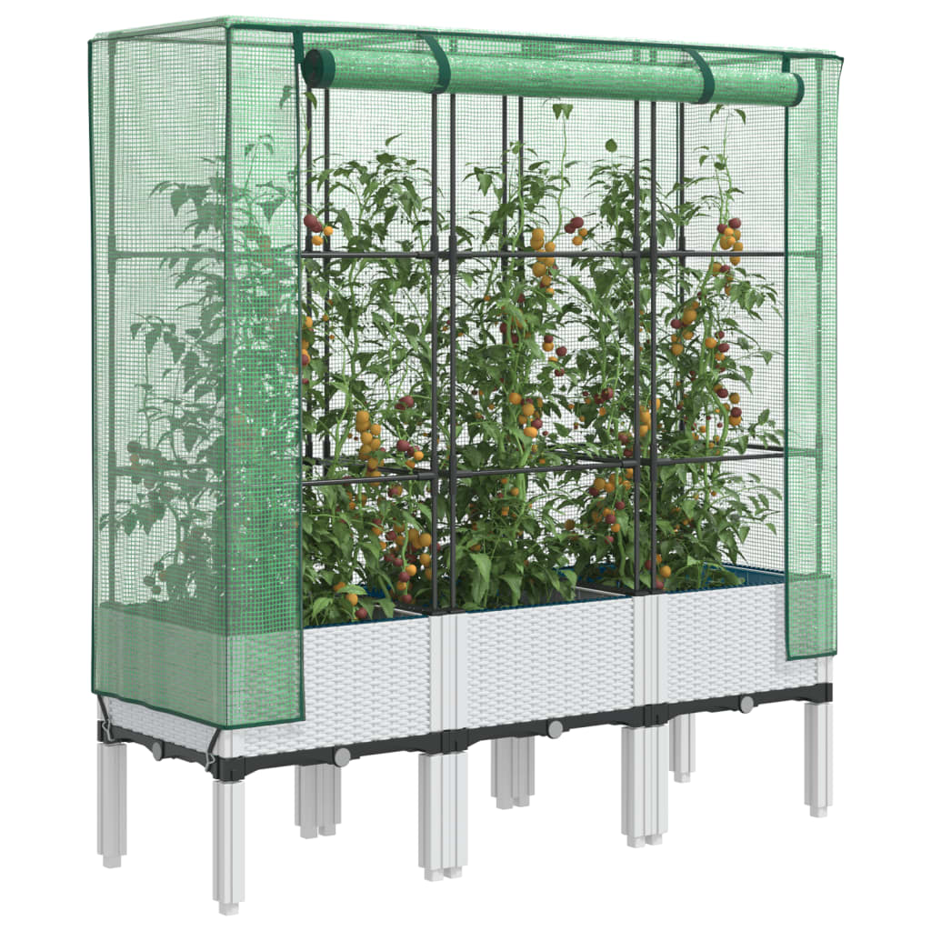 højbed med drivhusovertræk 120x40x140 cm rattan-look