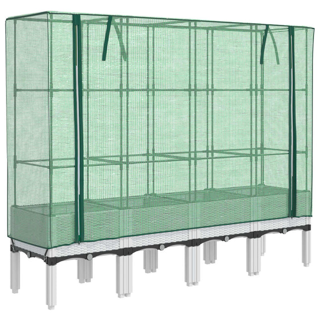højbed med drivhusovertræk 160x40x140 cm rattan-look