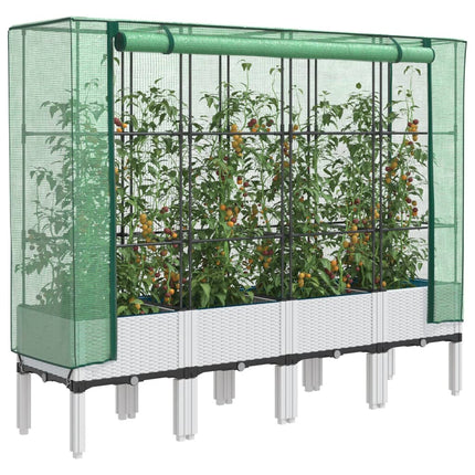 højbed med drivhusovertræk 160x40x140 cm rattan-look