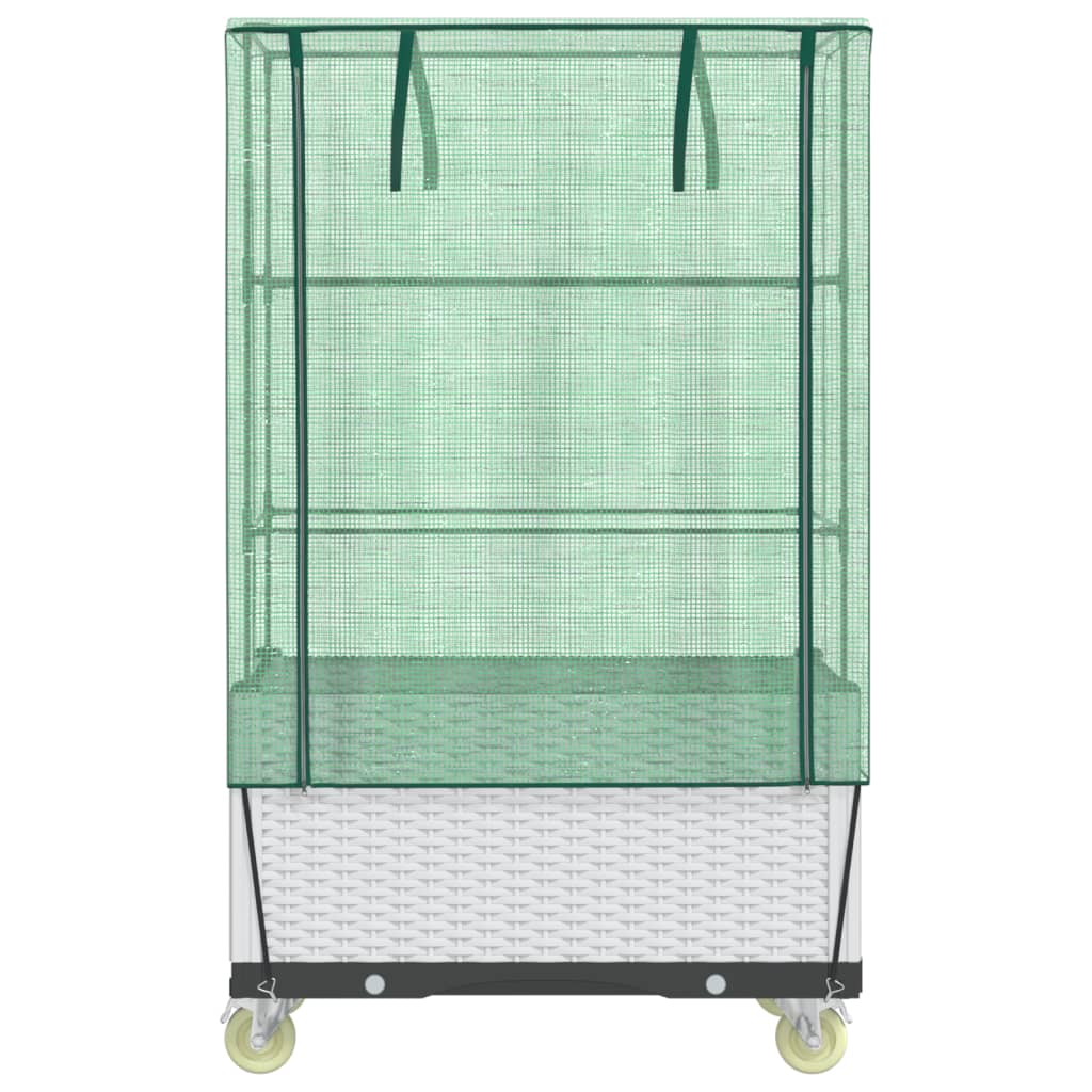 højbed med overtræk og hjul 80x50x182 cm rattan-look