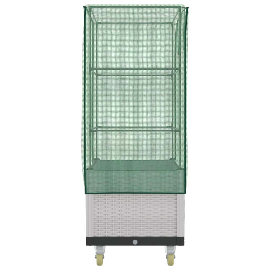 højbed med overtræk og hjul 80x50x182 cm rattan-look