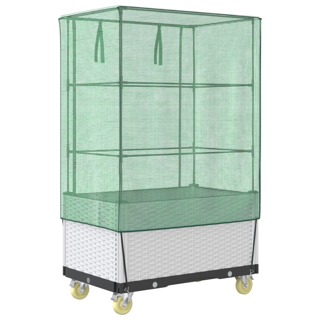 højbed med overtræk og hjul 80x50x182 cm rattan-look