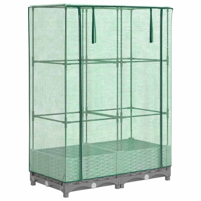 højbed med drivhusovertræk 80x40x123 cm rattan-look