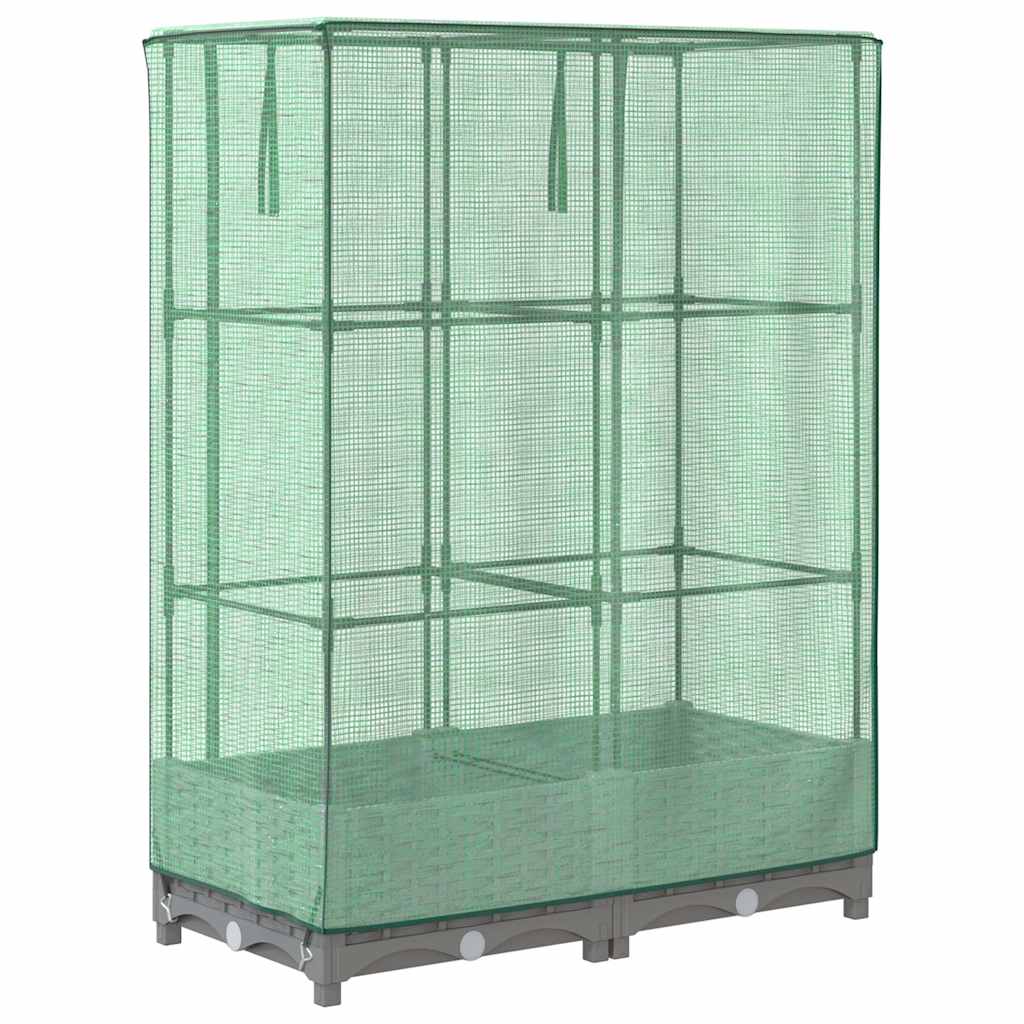 højbed med drivhusovertræk 80x40x123 cm rattan-look